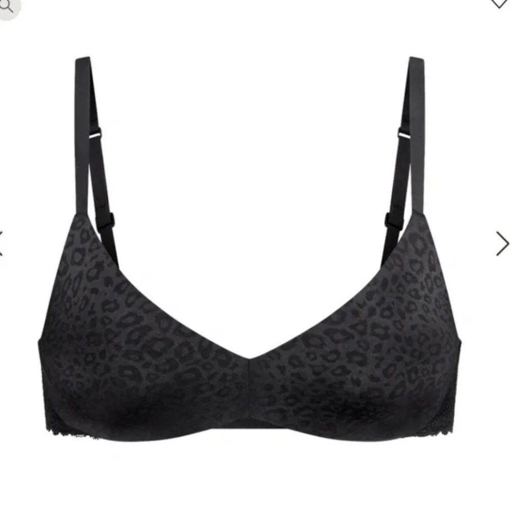 SKIMS | Jacquard Push Up Plunge Bra Wireless | Onyx Micro Leopard Print | NWT